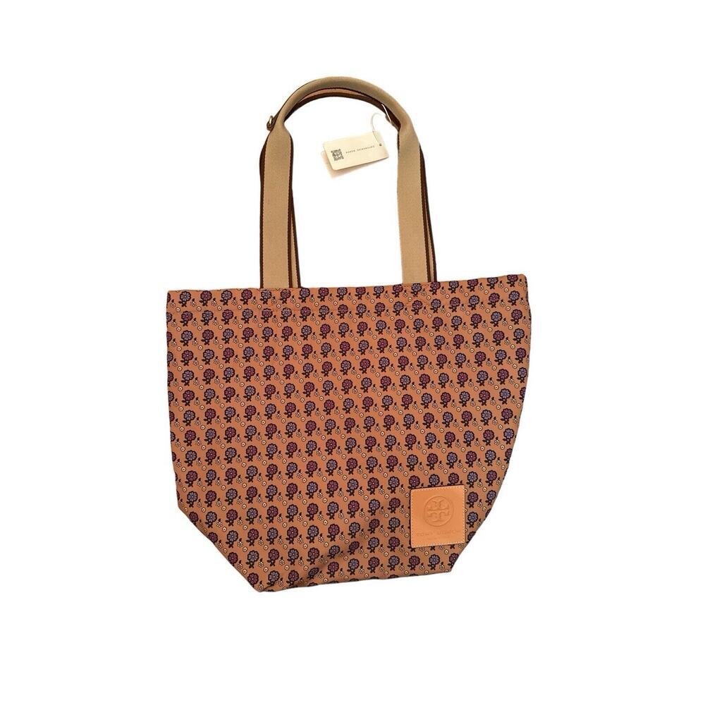 Tory Burch Gracie Printed Tote Brown Floral Daisy/Ella Deconstructed Printed